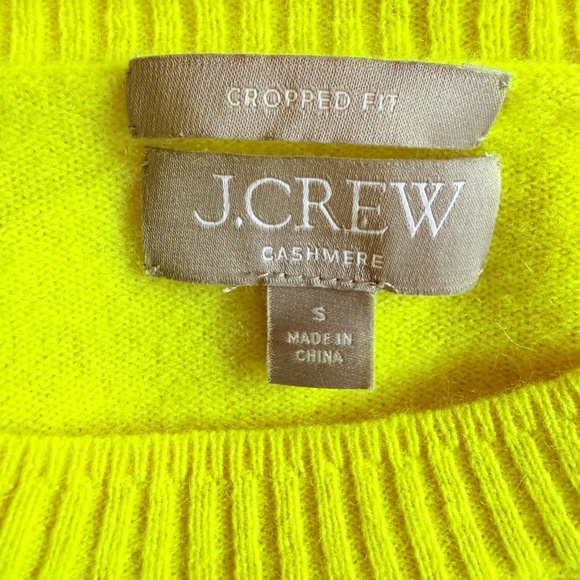 J.Crew Cropped Cashmere Crewneck Sweater Lemon Sorbet Citron Size Small - Picture 10 of 15